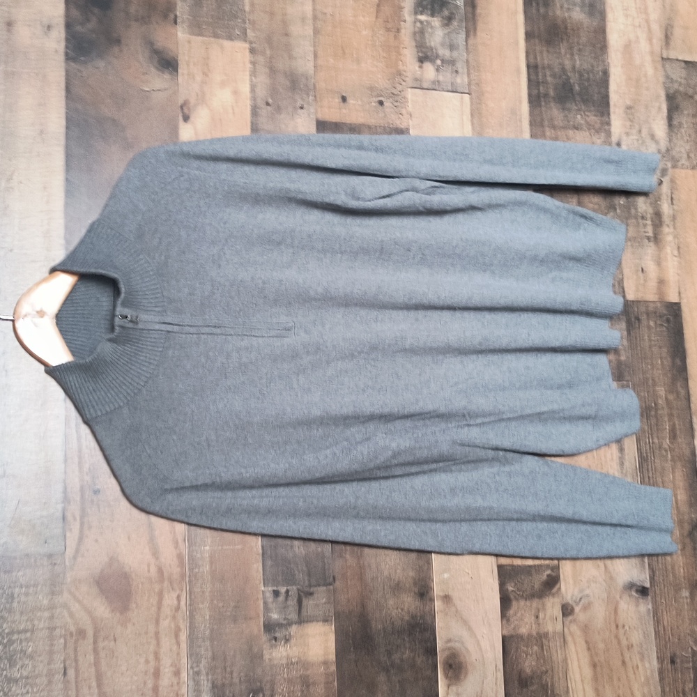 Banana Republic Silk Cashmere Blend Quarter Zip Gray Sweater Sz Large Men